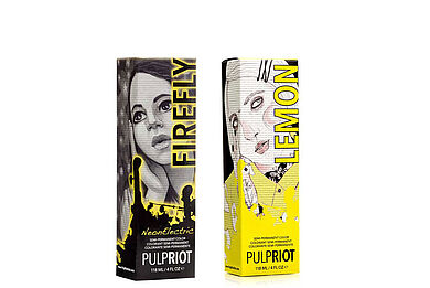 Die semipermanenten Haarfarben von Pulp Riot sorgen für ein knalliges Gelb. Das Produkt Firefly lässt Haare im Nachtleben Neon erstrahlen