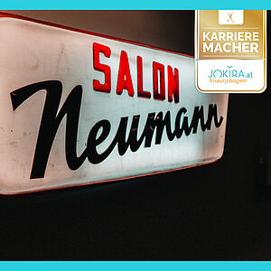 Belechtete Retro Friseurreklame "Salon Neumann"