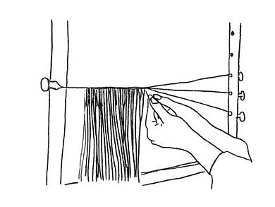 Zeichnung von Perückenmacherin Claudia Maitz zeigt das Tressieren von Haaren.